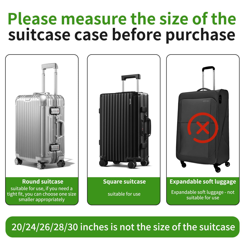 YHOUSE Suitcase Covers For Luggage, 30 Inch Clear PVC Luggage Covers Protector Full Thicken Transparent Waterproof Suitcase Sleeve With Large Velcro for 30" Wheeled Suitcases