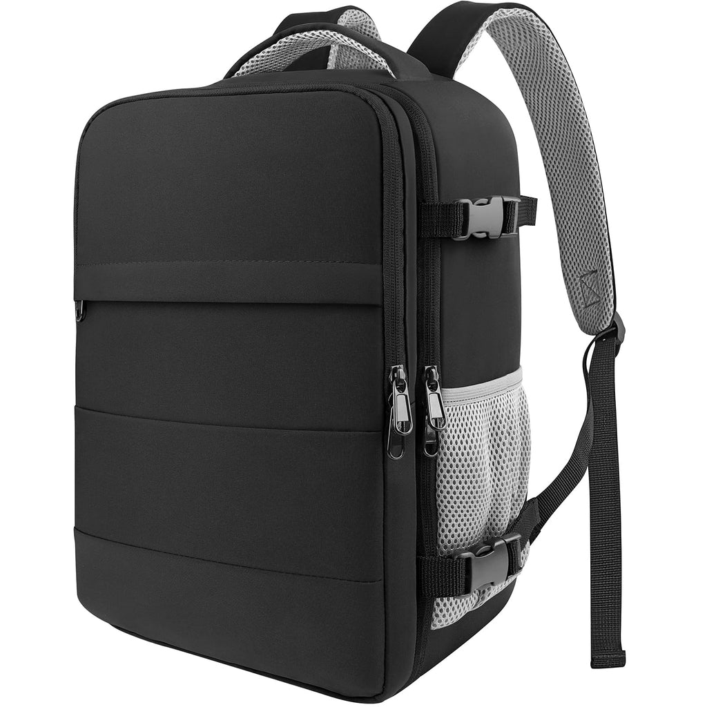 HOTOR Travel Backpack - Flight Approved Travel Bag for Men and Women, Carry on Luggage for 15.6" Laptop and Travel Essentials for Work, Business, Weekender, College 11.8"x7.9"x17.3" (Black)
