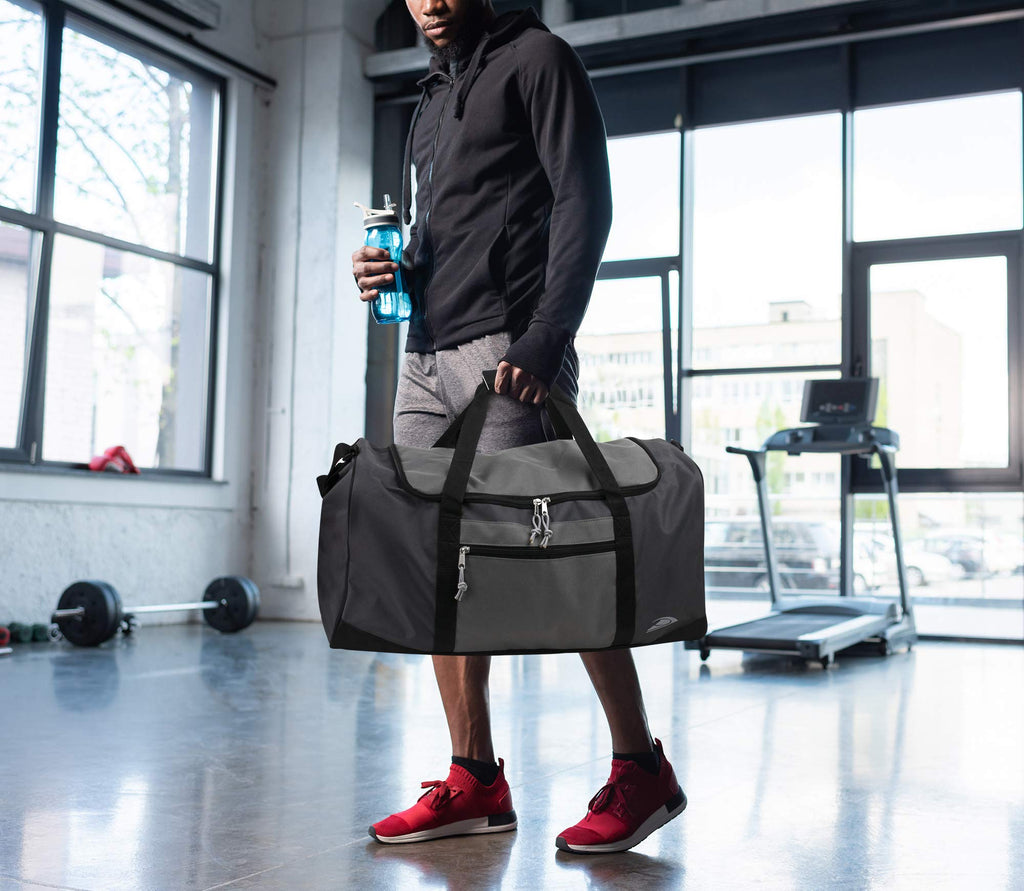 55 Liter, 24 Inch Lightweight Canvas Duffle Bags for Men & Women For Traveling, the Gym, and as Sports Equipment Bag/Organizer (Black 3)