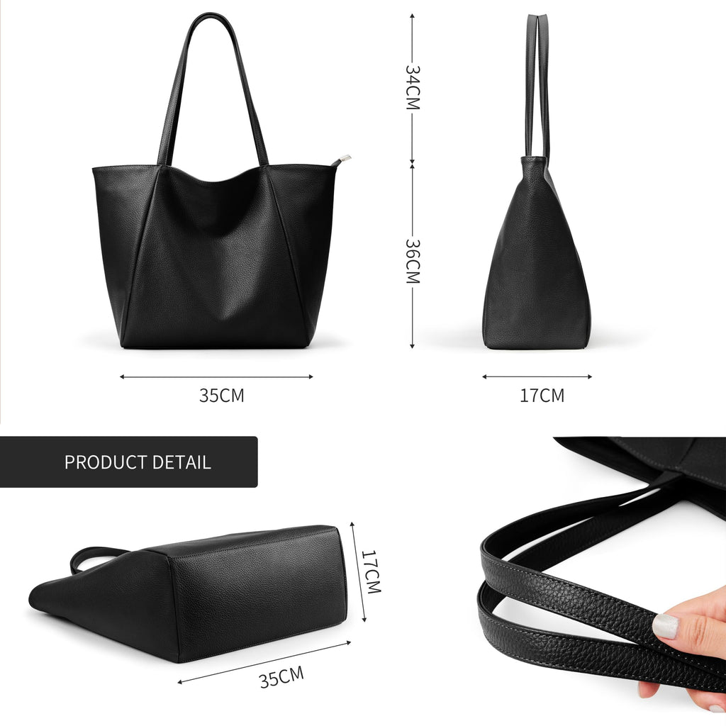 KALIDI Large Tote Bag Vegan Leather Casual Zipper Work Bag Weekender Hobo for Women 24L Oversize Shoulder Travel Purse
