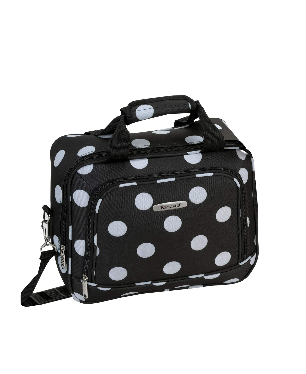 Rockland Polka Softside Upright Luggage Set, Expandable, Lightweight, Black Dot, 4-Piece (14/19/24/28)