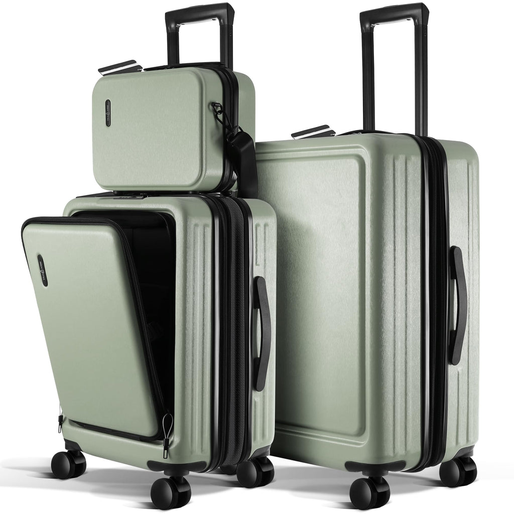 TRAVELARIM Luggage Sets 3 Piece, 20 Inch Carry on Luggage and 24 Inch Suitcases with Wheels Spinner, Durable Hard Shell Suitcase Set, Expandable Travel Suitcase, Sage Green