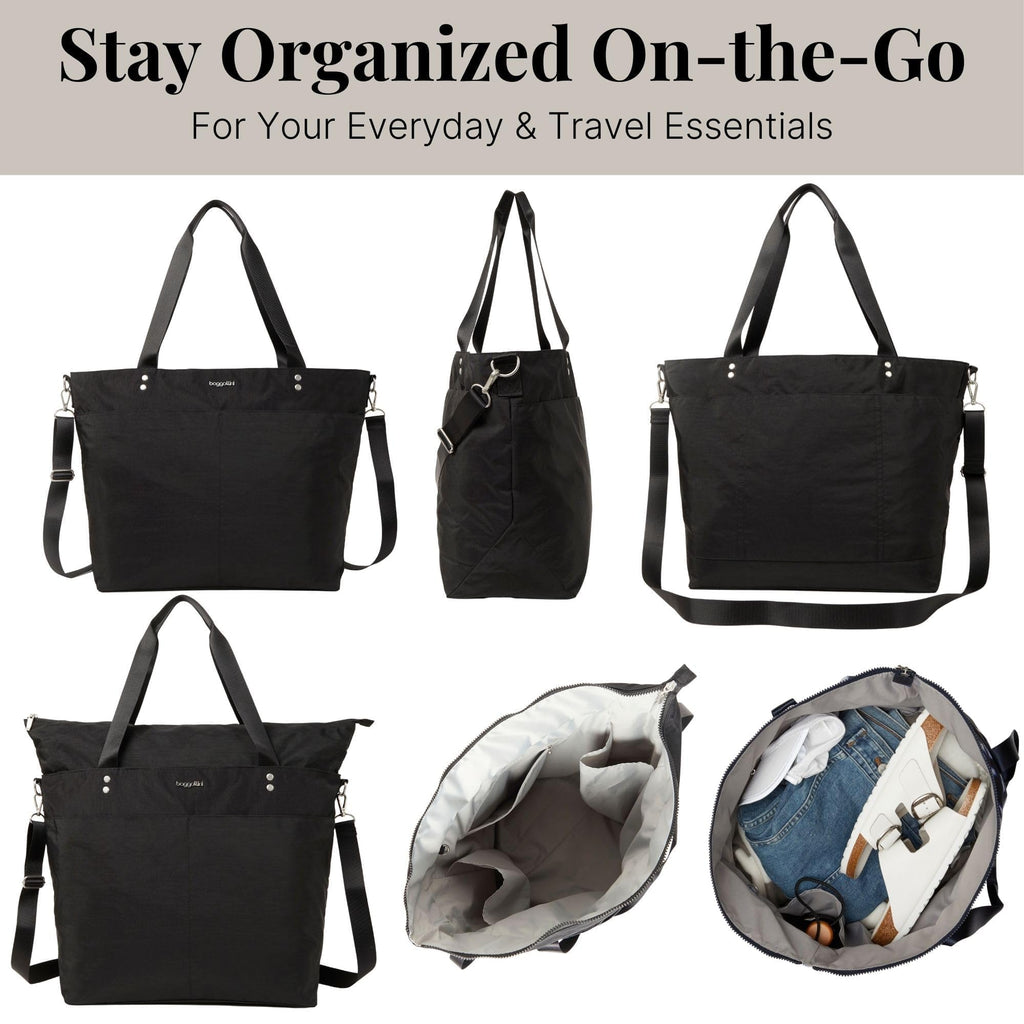 Large Carryall Tote Bag for Women - Lightweight Nylon Zipper Top Weekender Travel Beach Bag Personal Item w/Luggage Sleeve