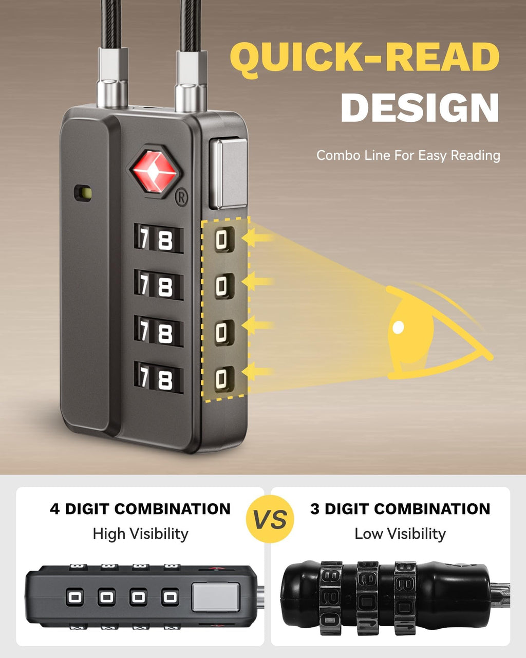 LUGGEX TSA Locks for Luggage, One-Button Reset TSA Approved Luggage Locks, Suitcase Locks, Ease of Use & Durable