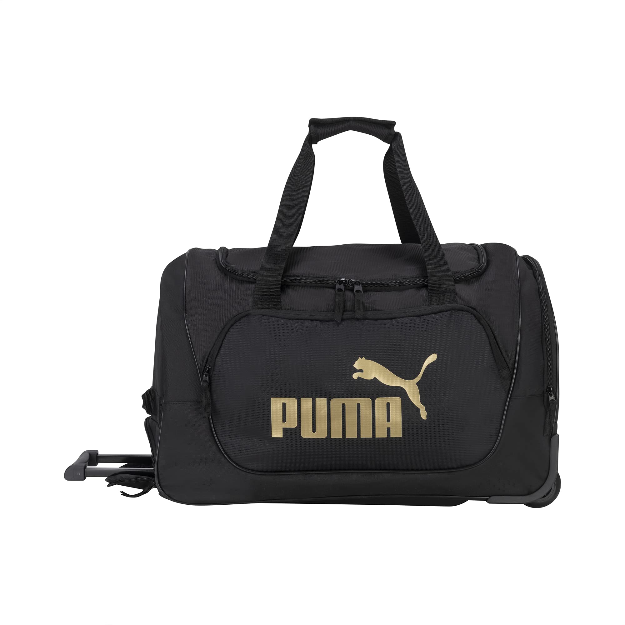 PUMA Evercat 22" Wanderer Rolling Duffel Bag, Black/Gold, OS