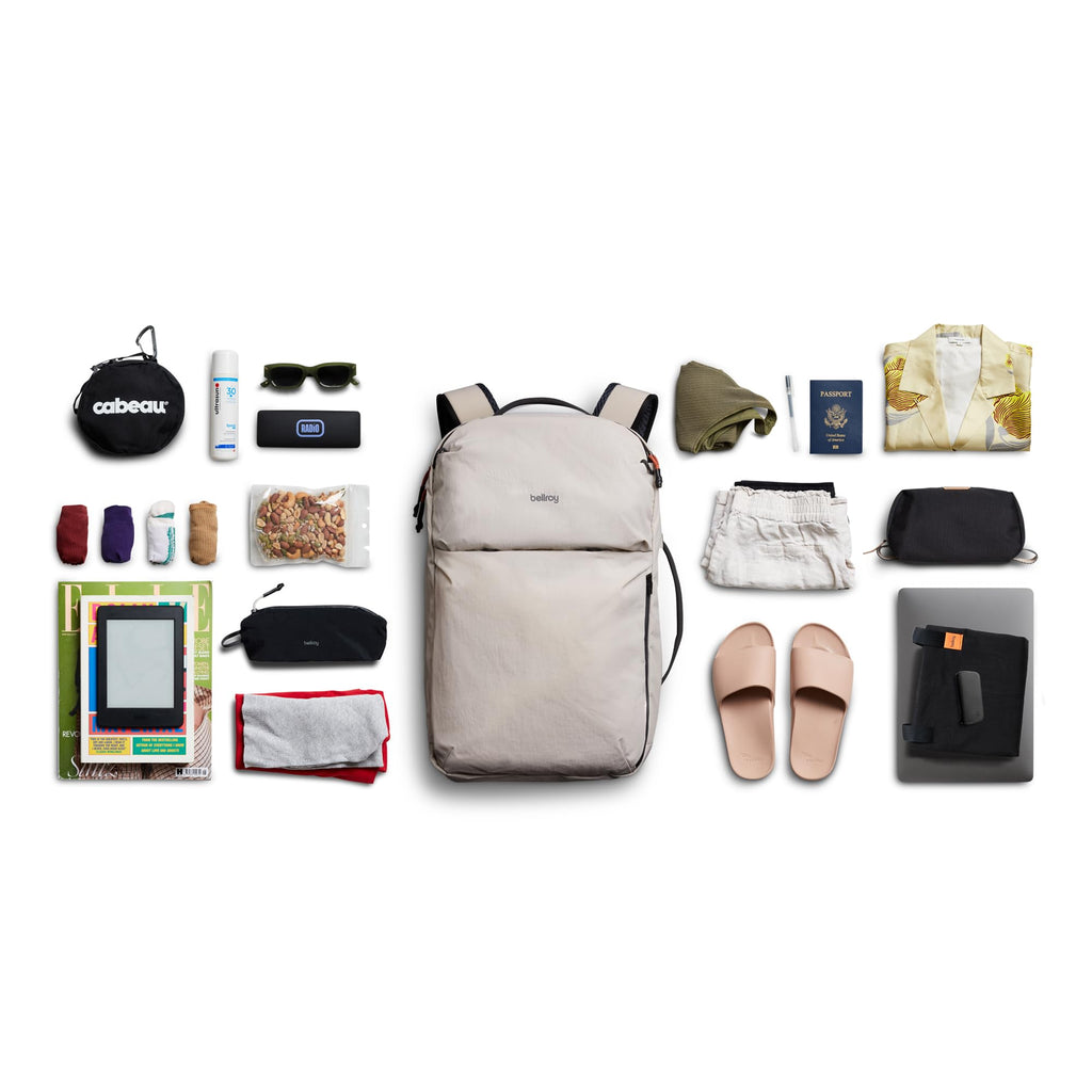 Bellroy Lite Travel Pack 30L (carry-on backpack, travel backpack for international travelers, with laptop pocket, interior packing cells and tuck-away shoulder straps) - Ash