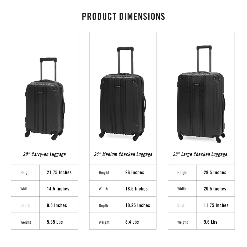 Kenneth Cole REACTION Out of Bounds Lightweight Hardshell 4-Wheel Spinner Luggage, Charcoal, 2-Piece Set (20" & 28")