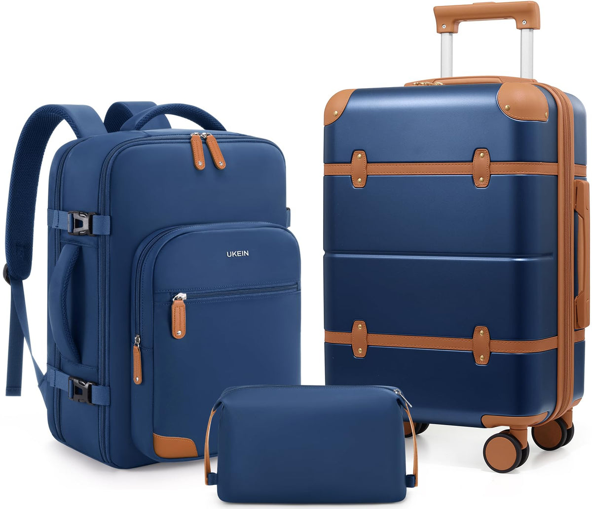 Mosslly Luggage Sets 3 Piece, Expandable 100% PC Hardshell Suitcase with Spinner Wheels, 20in Suitcase Set with TSA Lock for Women, Carry On Luggage with Travel Backpack