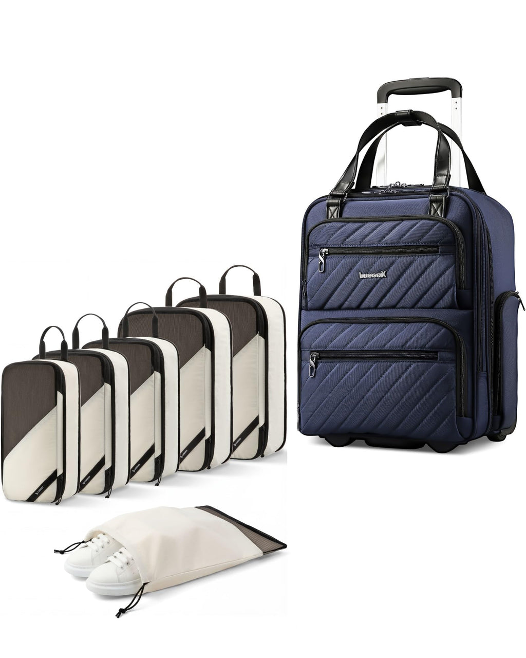 LUGGEX Underseat Carry On Luggage and 6 Set Packing Cubes Bundle – Travel Essentials