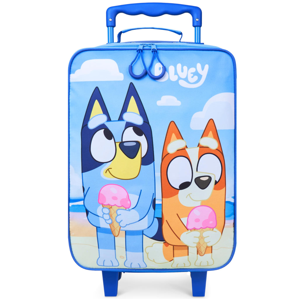 Bluey Kids Suitcase with Wheels Carry On Luggage for Boys Girls Foldable Travel Bag Small Rolling Cabin Case with Handle Lightweight Gifts for Kids S (L18inch x W11.8inch - 15L, Blue)