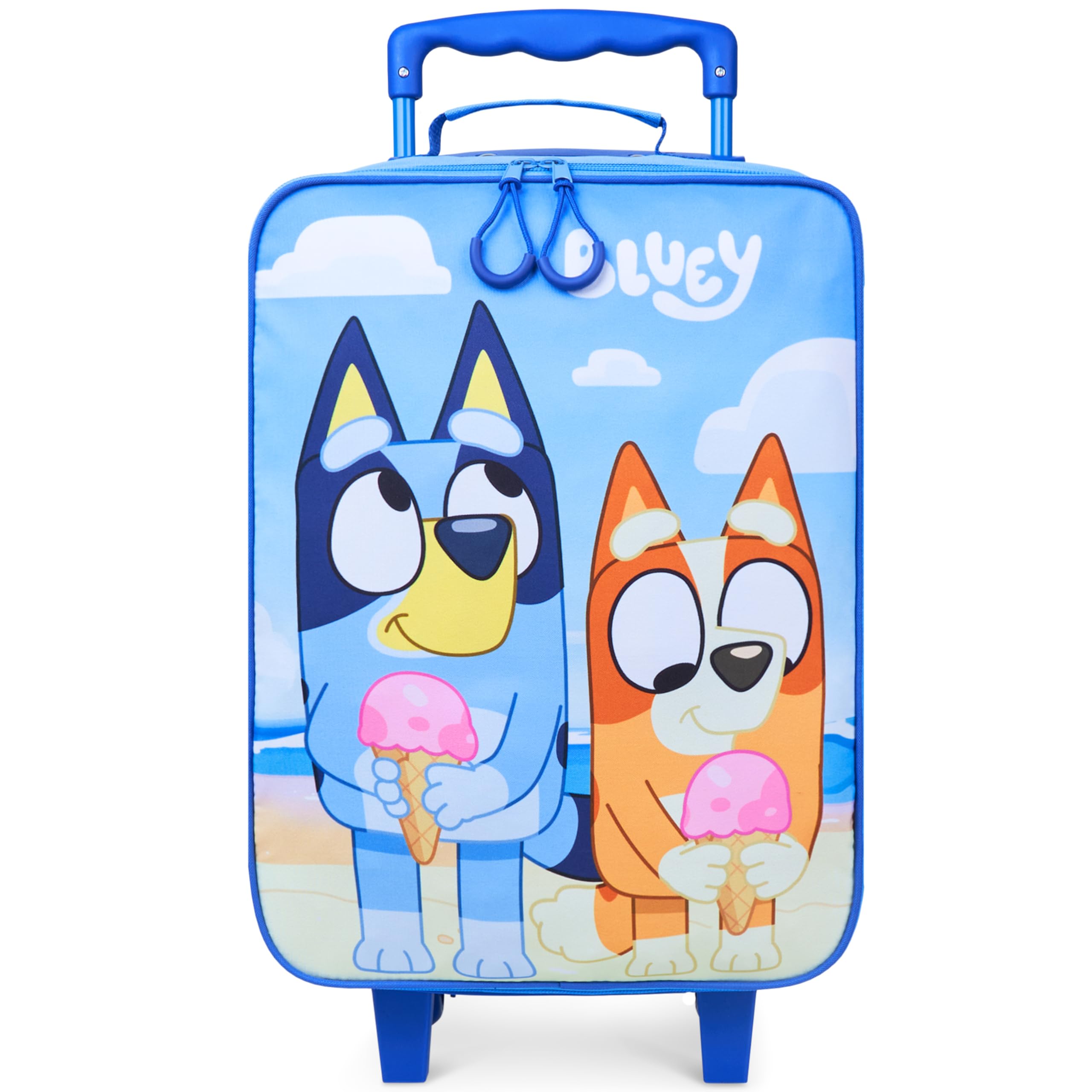 Bluey Kids Suitcase with Wheels Carry On Luggage for Boys Girls Foldable Travel Bag Small Rolling Cabin Case with Handle Lightweight Gifts for Kids S (L18inch x W11.8inch - 15L, Blue)