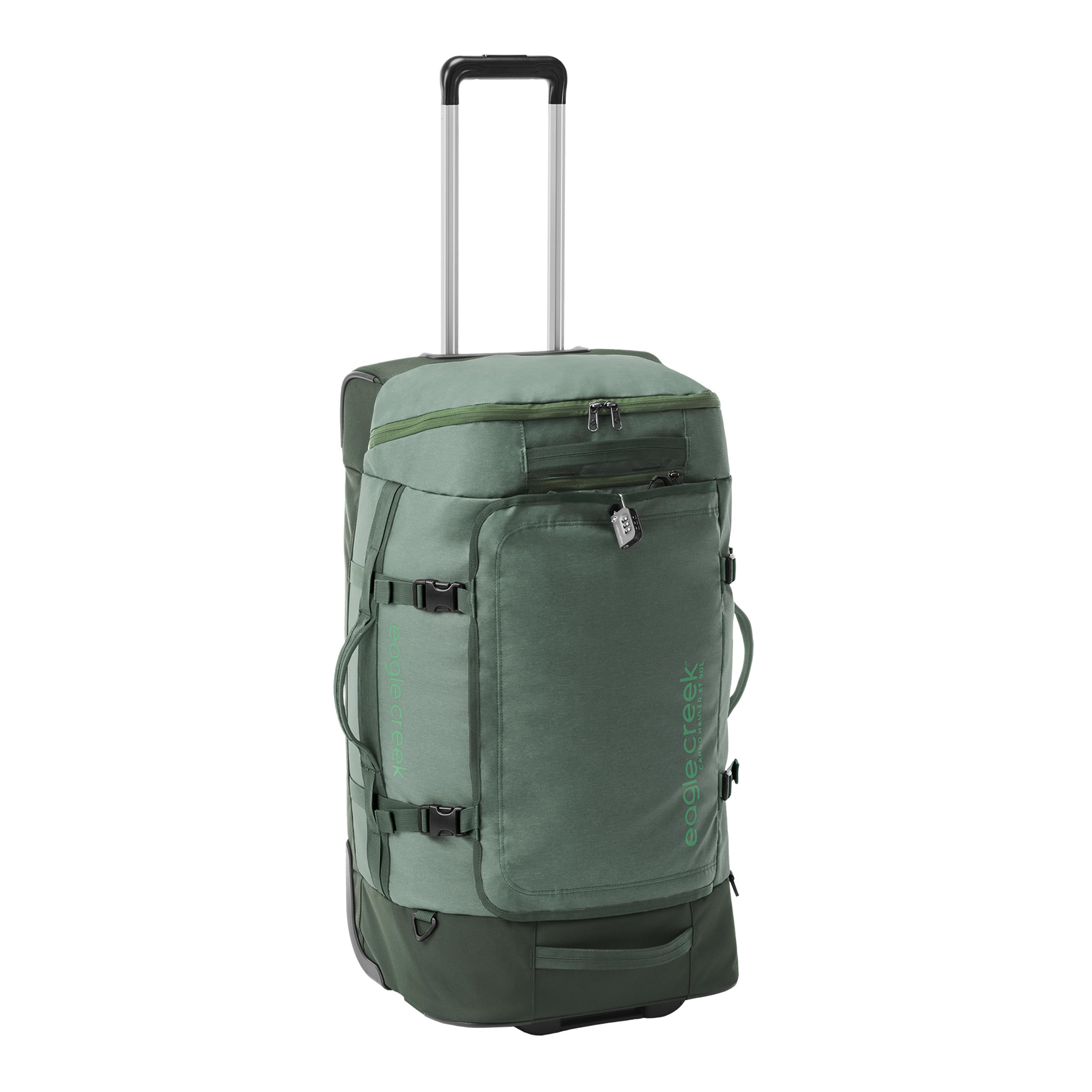 Eagle Creek Cargo Hauler XT Wheeled Duffel - Wheeled Backpack Duffel - Deployable Backpack Straps - Lockable U-Lid & Easy Access Compartment - 29" - Duck Green