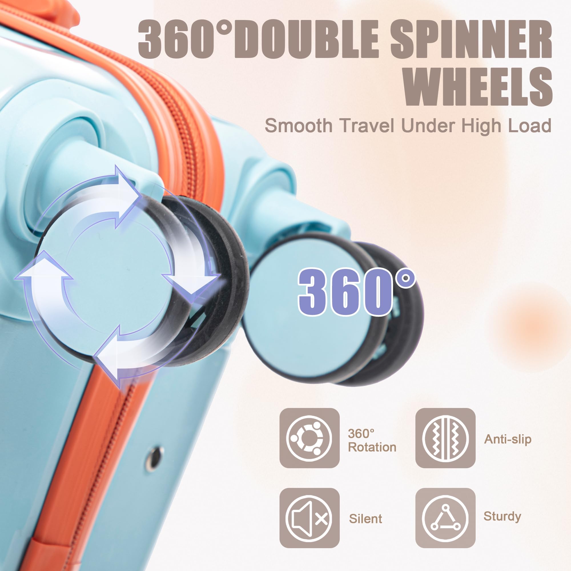 Zentrava 2 Piece Hardshell Luggage Set, Lightweight Durable Carry-On Luggage with Spinner Wheels, 20 Inch ABS Luggage with 14 Inch Cosmetic Case for Travel, Women, Girls (Blue Red)