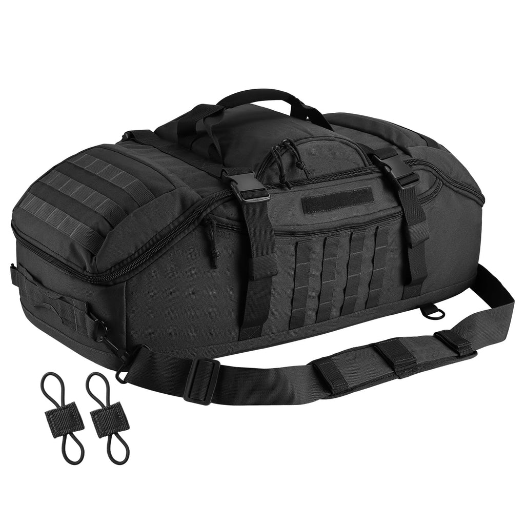 Hannibal Tactical 65L Large Duffle Bag, 3-in-1 Tactical Backpack MOLLE Pack for Sports, Gym, Outdoor, Black