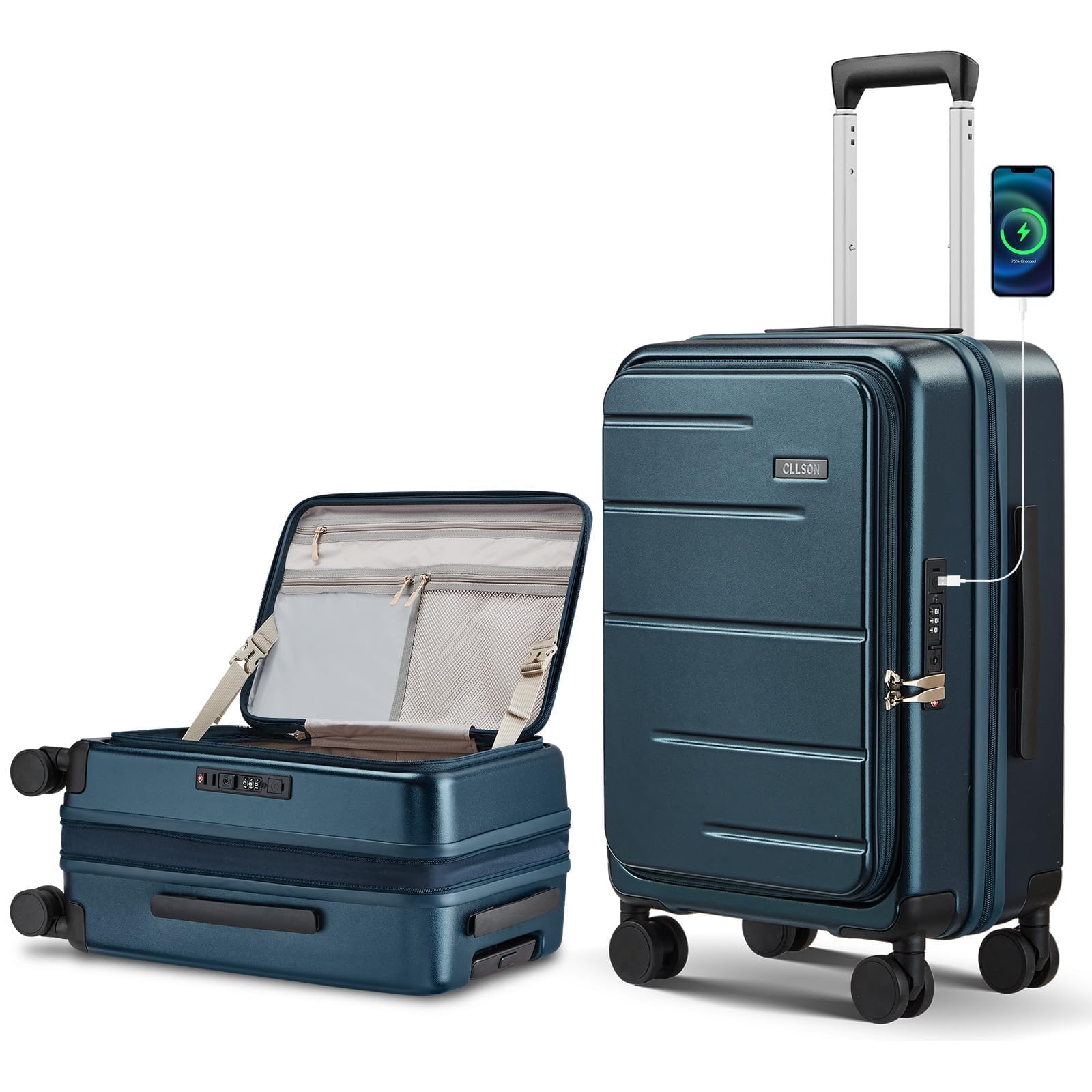 Cllson Carry on Luggage Expandable Travel Luggage Top Opening Suitcase with TSA Lock and Usb Built in,Rolling Suitcases with Spinner Wheels,PC Hard Shell Suitcases Airline Approved for valentine Gifts