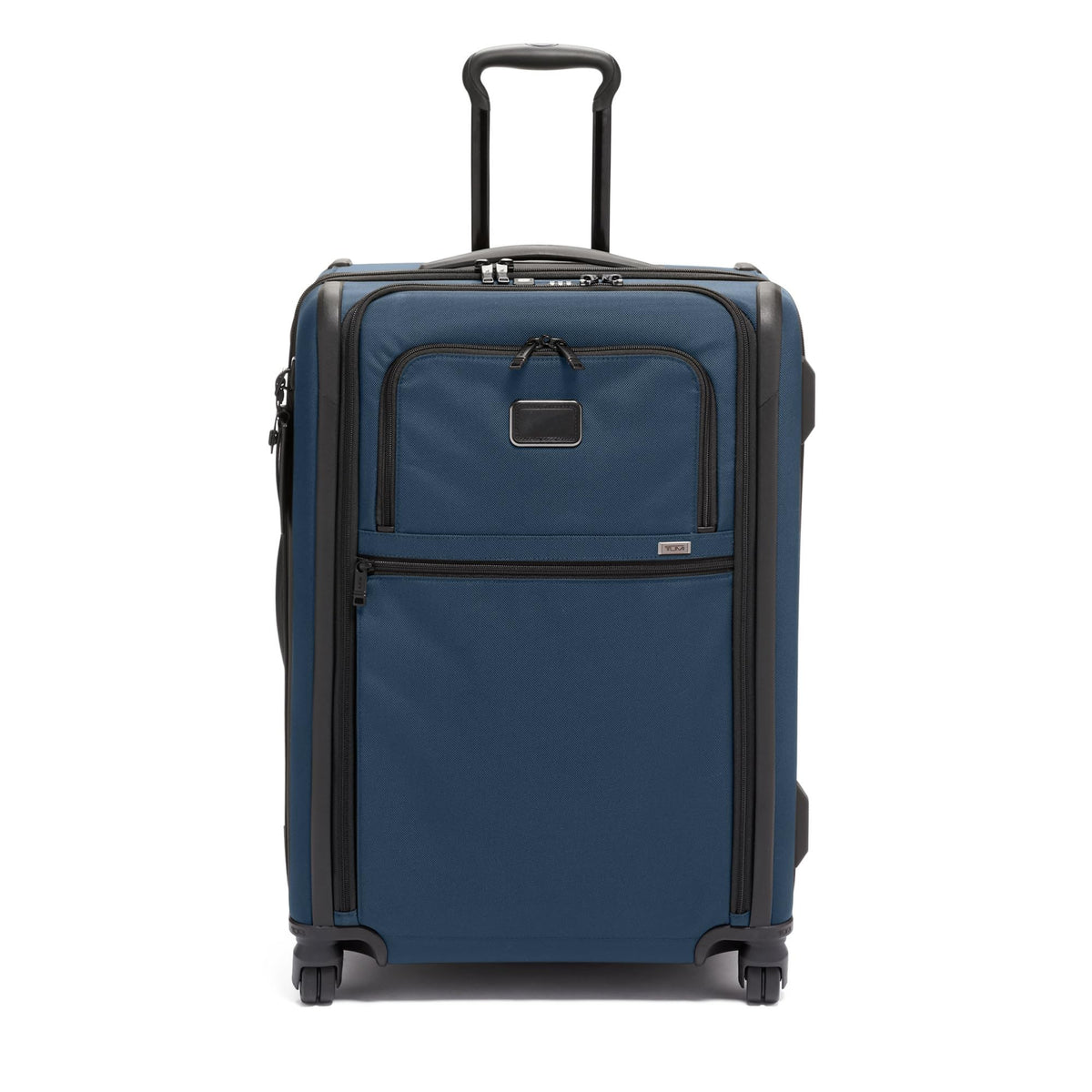 TUMI - Alpha Medium Dual Access Expandable 4-Wheeled Checked Luggage - Zipper Expansion - Durable Ballistic Nylon - Medium Capacity Suitcase with TSA Lock - Navy Blue