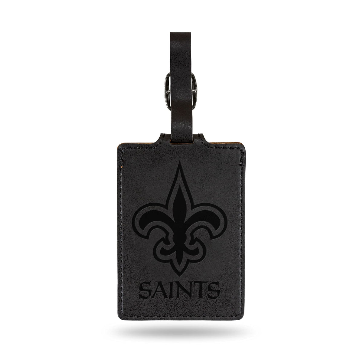 Rico Industries NFL New Orleans Saints Black Laser Engraved Ultra Suede Luggage Tag - Includes ID Card Black 2.75 * 3.5 inches