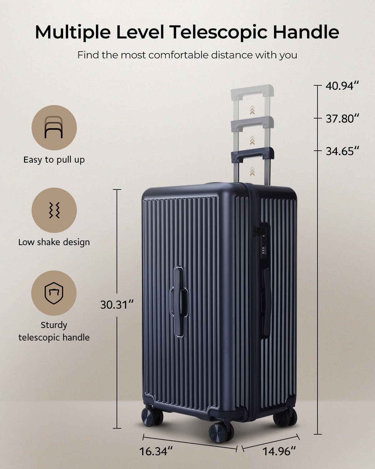 CENSIEN Trunk Luggage, 28 Inch Checked Luggage with Spinner Wheels, Lightweight PC Hard Shell Large Suitcase with TSA Lock, Removable Dividers (Blue, 1PC)
