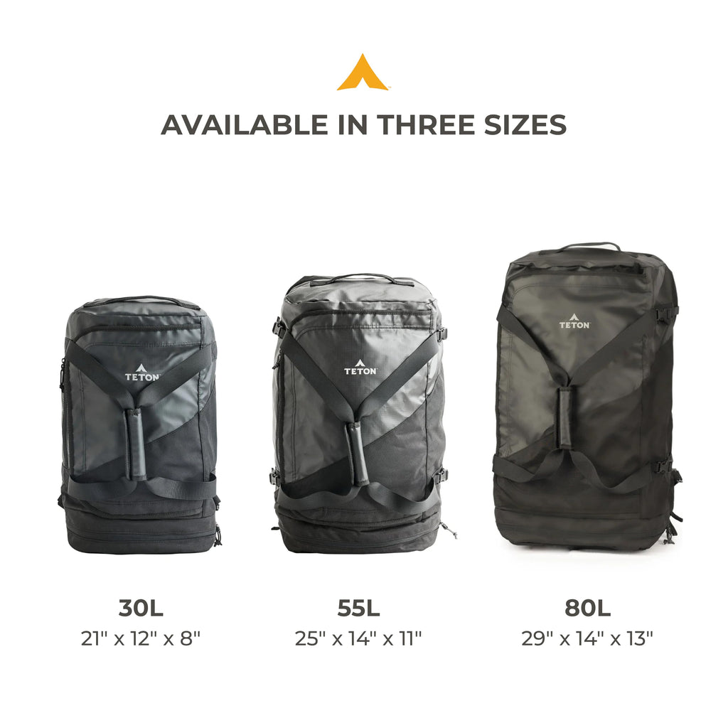 Teton Nanda Duffel, Durable Travel Bag for Men and Women, Great for the Gym or Overnight Travel, 55L, Onyx