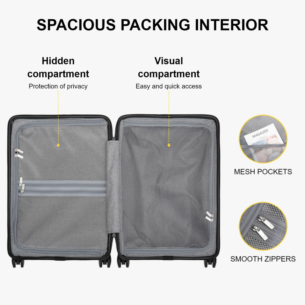 LEVEL8 Luminous 20 Inch Carry on Luggage with Water Resistant Travel Duffle Bag