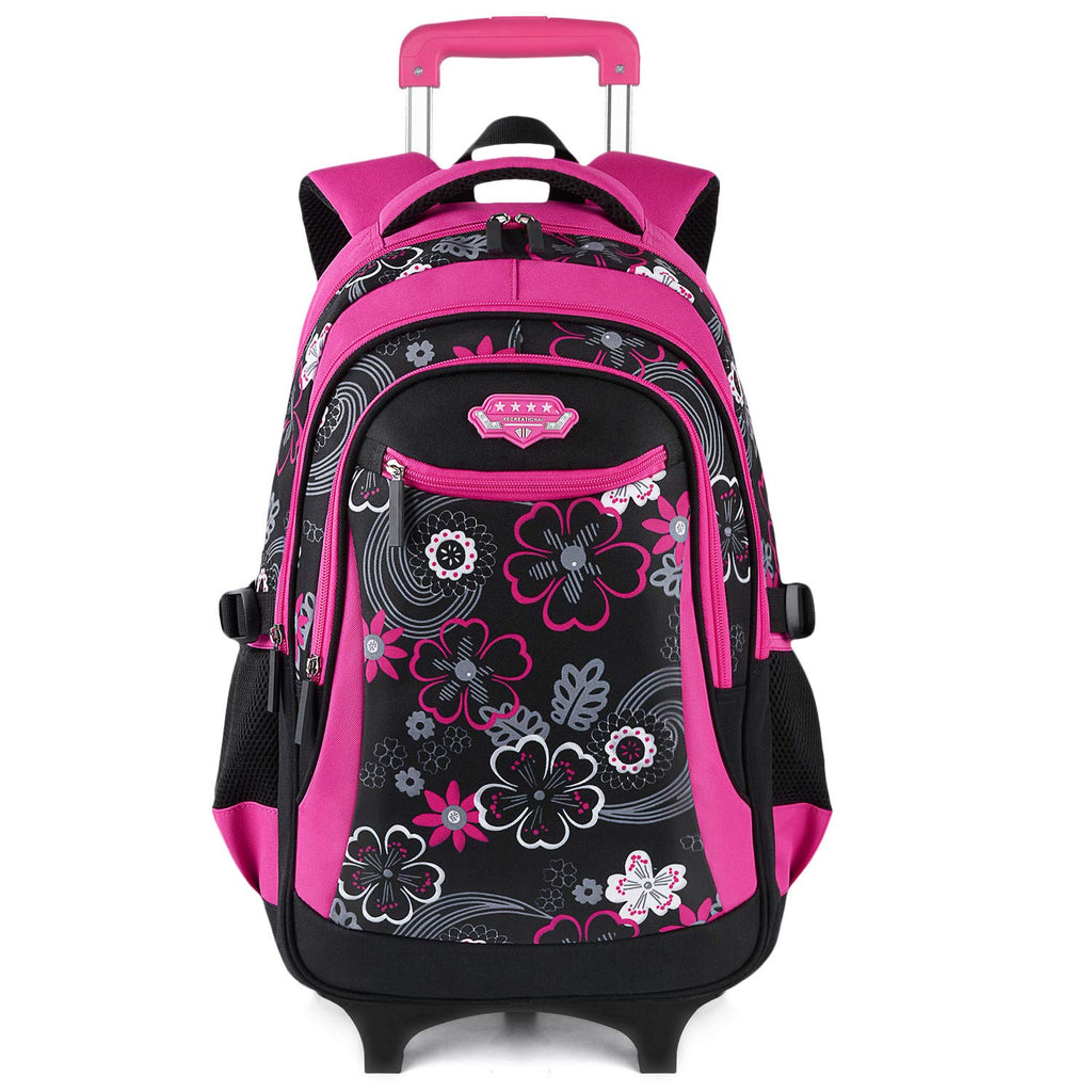 Rolling Backpack for Girls， Fanspack Wheeled Backpack for Girls Backpack with Wheels Rolling Backpack for School