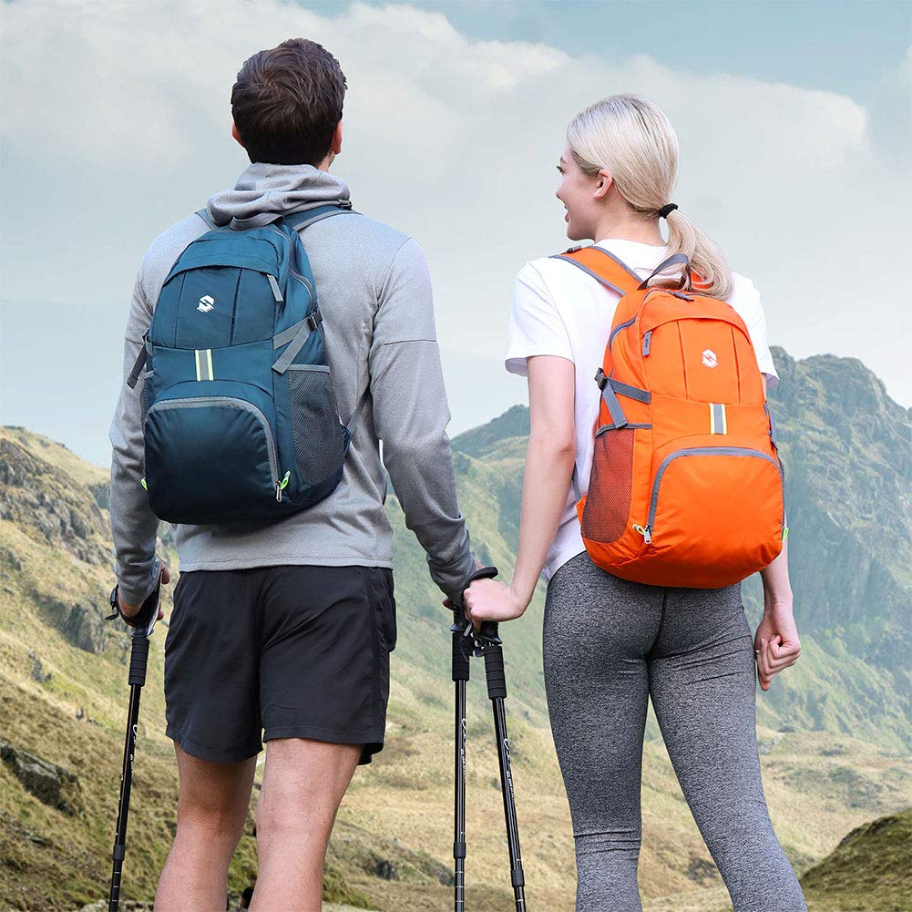 Lightweight Travel Backpack, 35L Water Resistant Packable Traveling/Hiking Backpack Daypack for Men & Women, Multipurpose Use, Orange