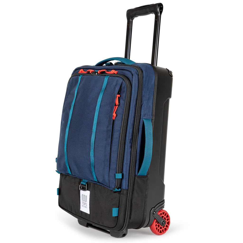 Topo Designs Global Travel Roller Bag Suitcase, Carry-On Friendly, 3 Carry Options, Smooth Heavy Duty Wheels, Telescoping Handle, Designed in Denver CO USA, PFAS Free (Navy)