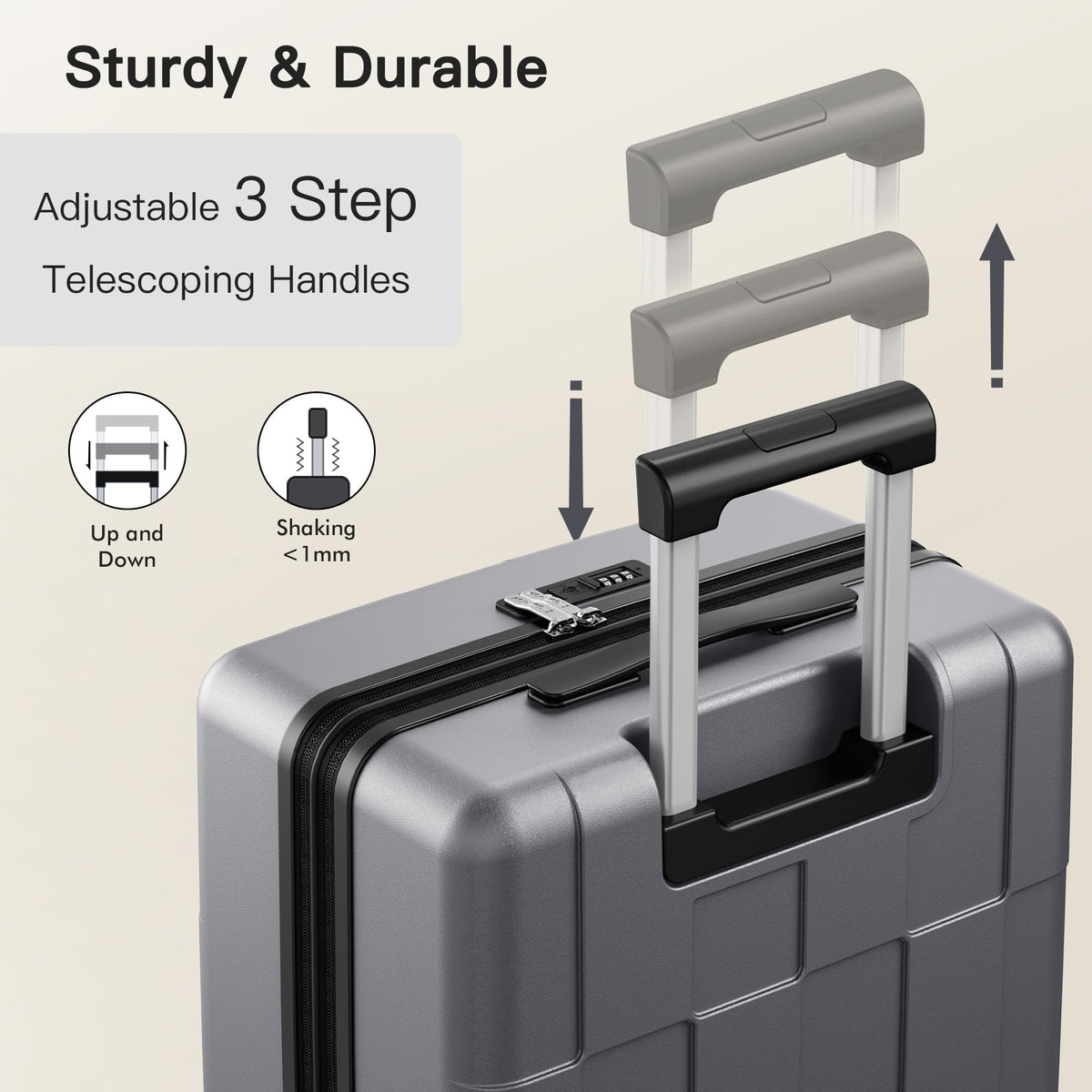 SHOWKOO Luggage Sets 3 Piece Hardside Expandable Lightweight PC Suitcase Sets with Double Spinner Wheels TSA Lock YKK Zipper, Sliver Gray