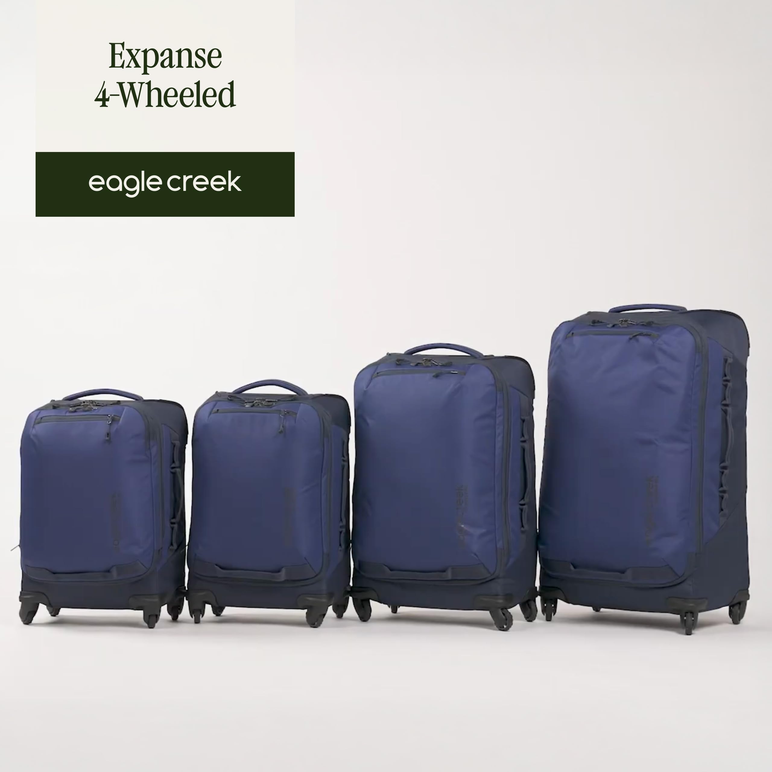 eagle creek Expanse 4-Wheel 21.5" International Carry-On Luggage - Four-Wheel Carry-On Luggage for Easy Travel - Lockable Zippers - Expandable Main Compartment - Telescoping Handles - Midnight Black