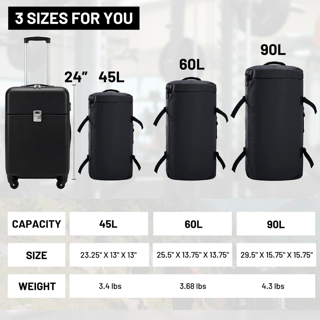 MIER Large Duffel Backpack Sports Gym Bag with Shoe Compartment, Heavy Duty and Water Resistant, Black, 45L