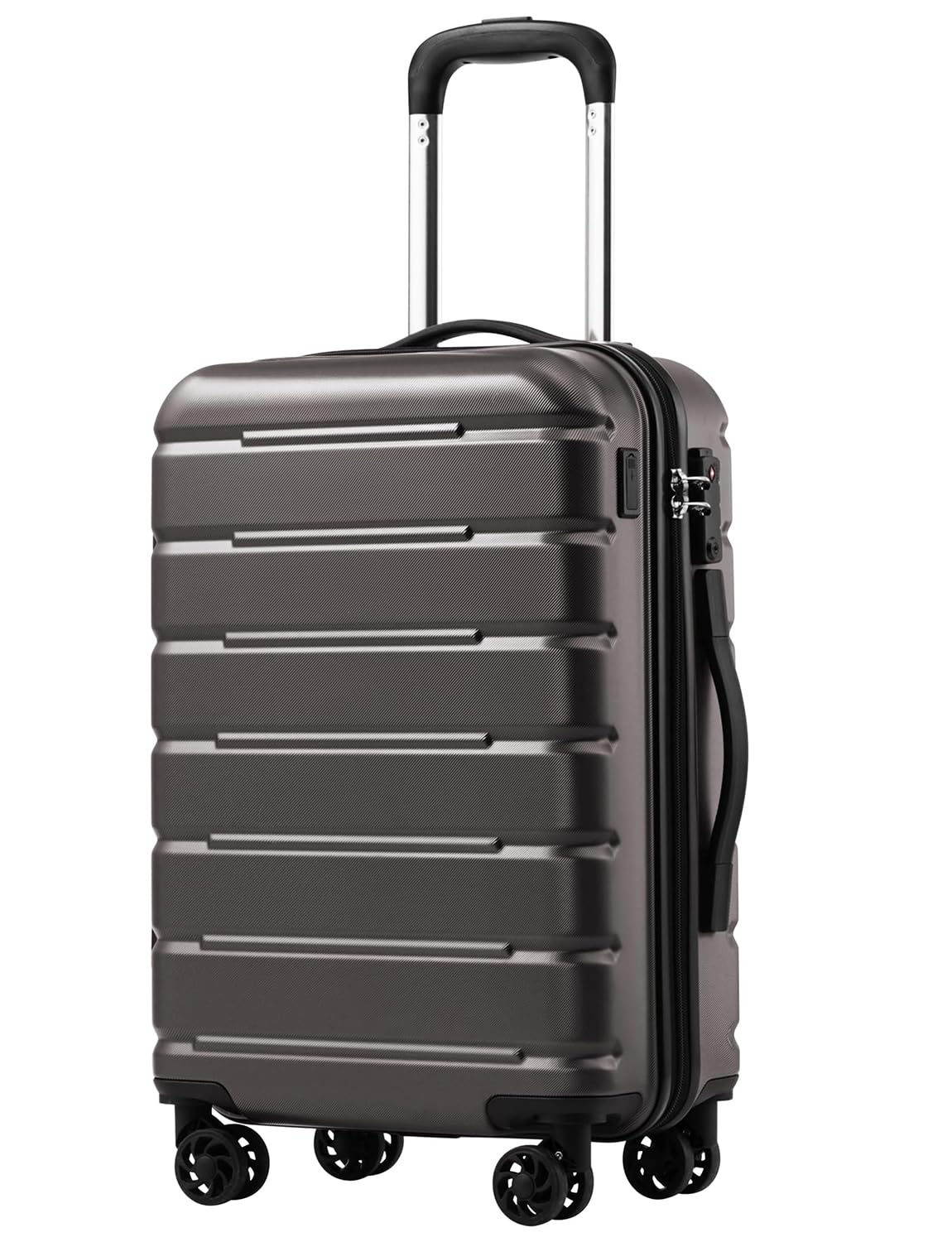 Coolife Luggage Suitcase Carry-on Spinner TSA Lock USB Port Expandable (only 28’’) Lightweight Hardside Luggage (Gray, S(20in_carry on))