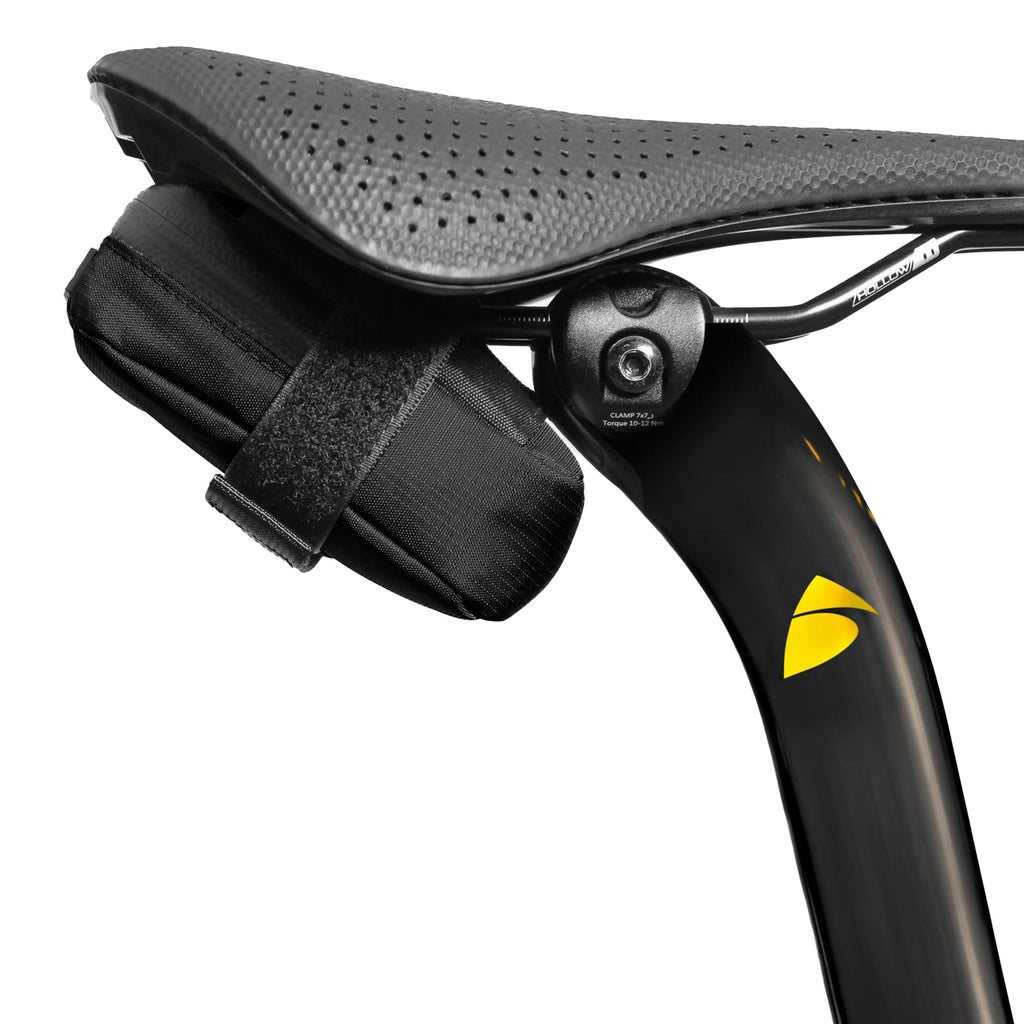 ALMSTHRE Compact Bike Saddle Bag – Midnight Black (Small) | 0.3L Bike Seat Bag (3" x 4.25" x 1.25") | Water-Resistant Ripstop, Waterproof Zipper, Internal Pocket | Durable Under Seat Storage