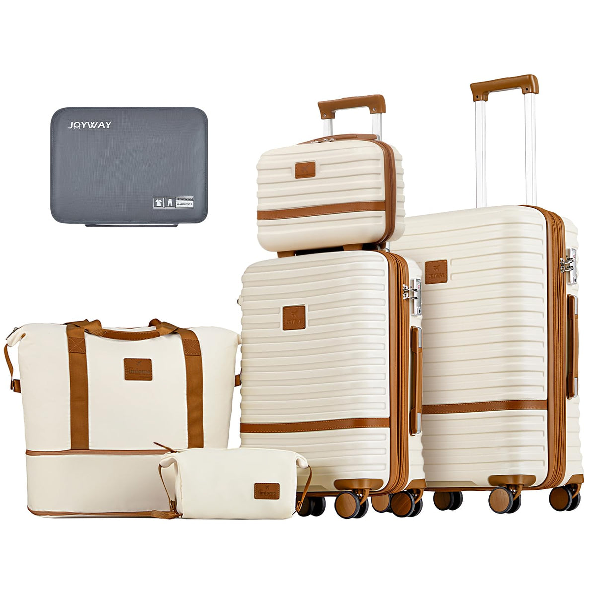 Joyway Carry on 20Inch &24 Inch Checked Luggage Set, 2-Piece Expandable Suitecase Set with Spinner Wheel, Hard Shell Suitcase with TSA Lock(White)