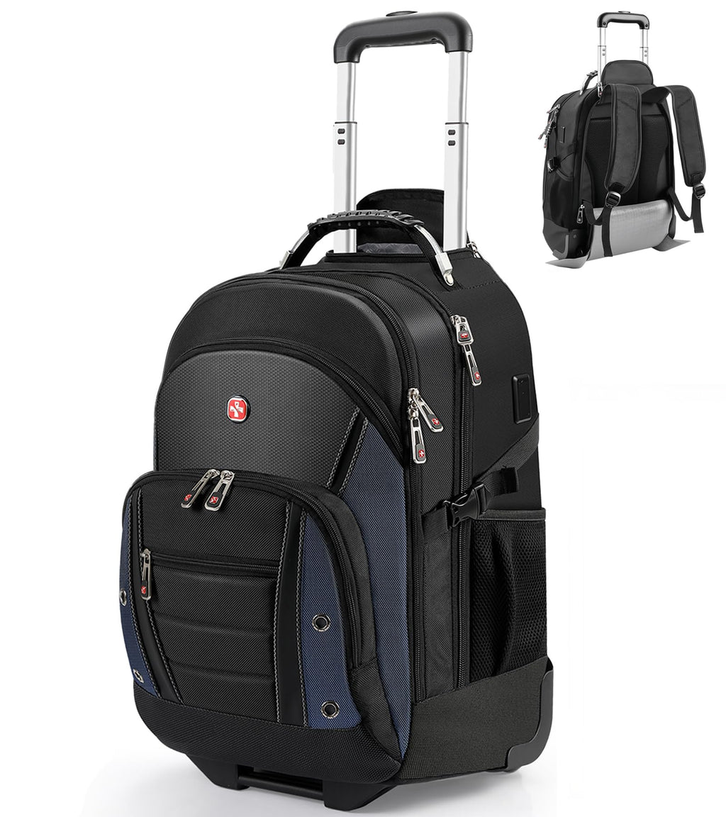 star cloud Rolling Backpack with Wheels, USB & Type-C Charging Port, 21x14x9 Water Resistant Wheeled Backpack, 17.3" Roller Laptop Backpack, Carry On Luggage for Business Travel College Work Bag