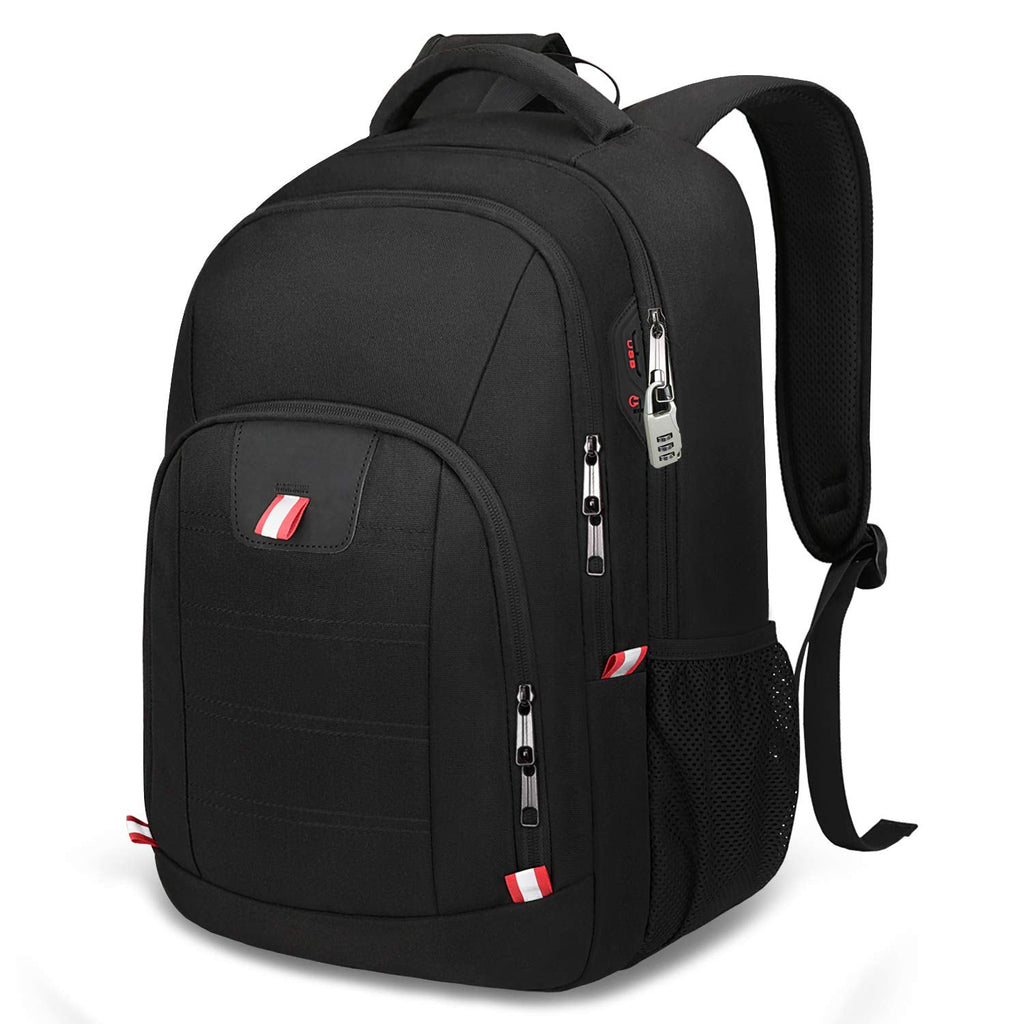 Della Gao Travel Laptop Backpack, Black Backpack for Men and Women with USB Slit Business Computer Back Pack (Black, 15.6 Inch)
