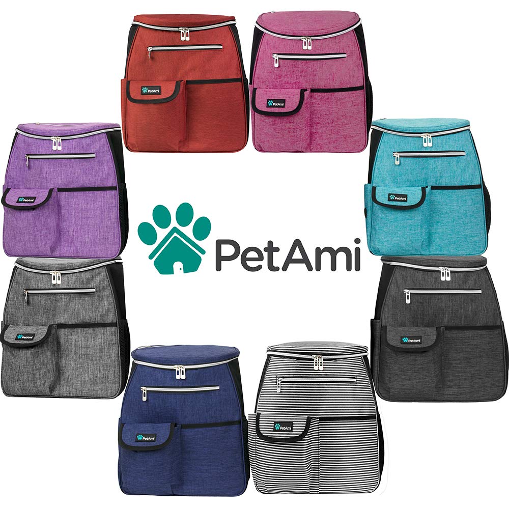 PetAmi Dog Travel Bag Backpack, Airline Approved Dog Bags for Traveling, Puppy Diaper Bag Supplies, Pet Camping Essentials Hiking Accessories Dog Mom Gift, Food Container, Collapsible Bowls, Navy Blue