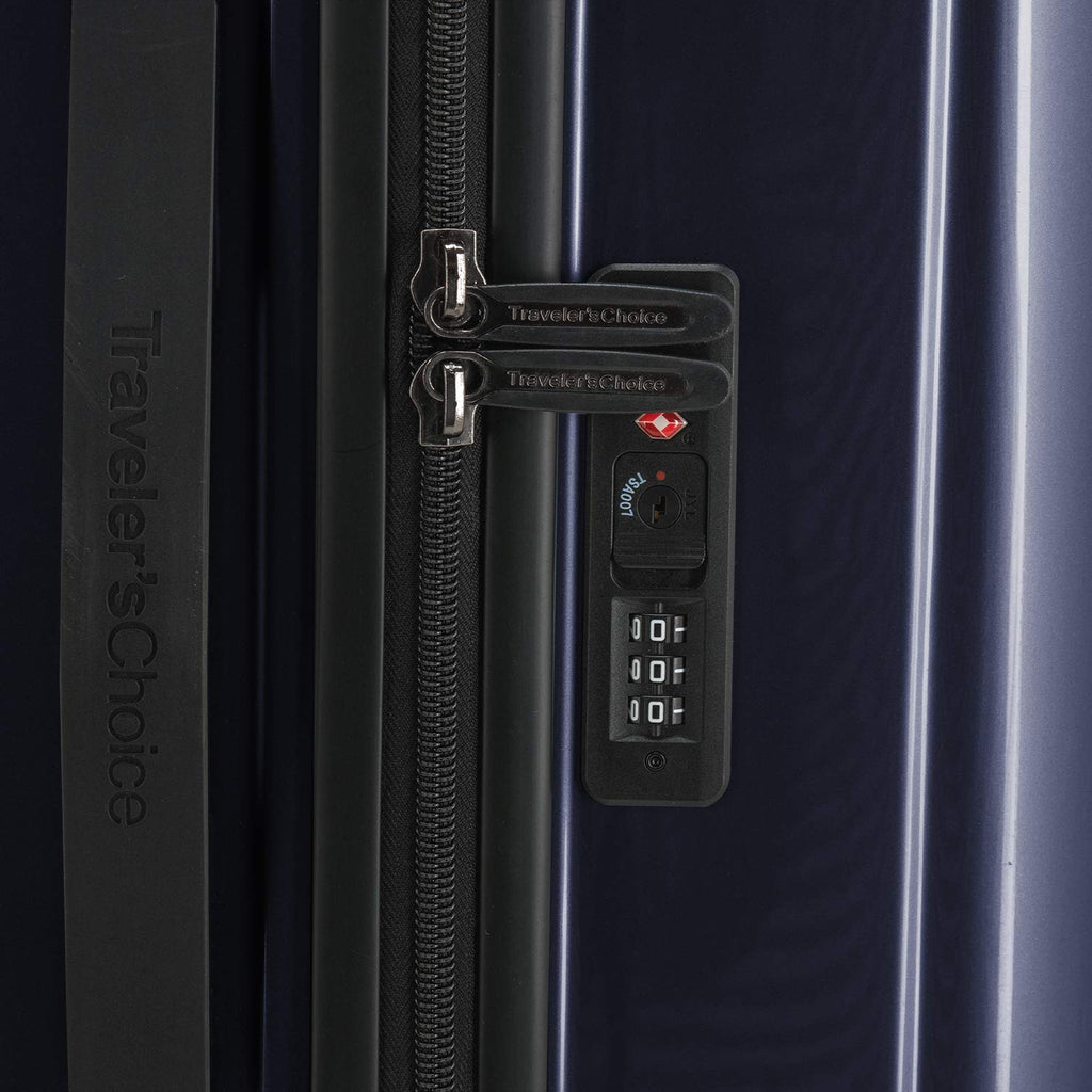 Traveler's Choice Ultimax II Polycarbonate Hardside Luggage with Spinner Wheels, Matte Navy, 31-Inch Large Trunk