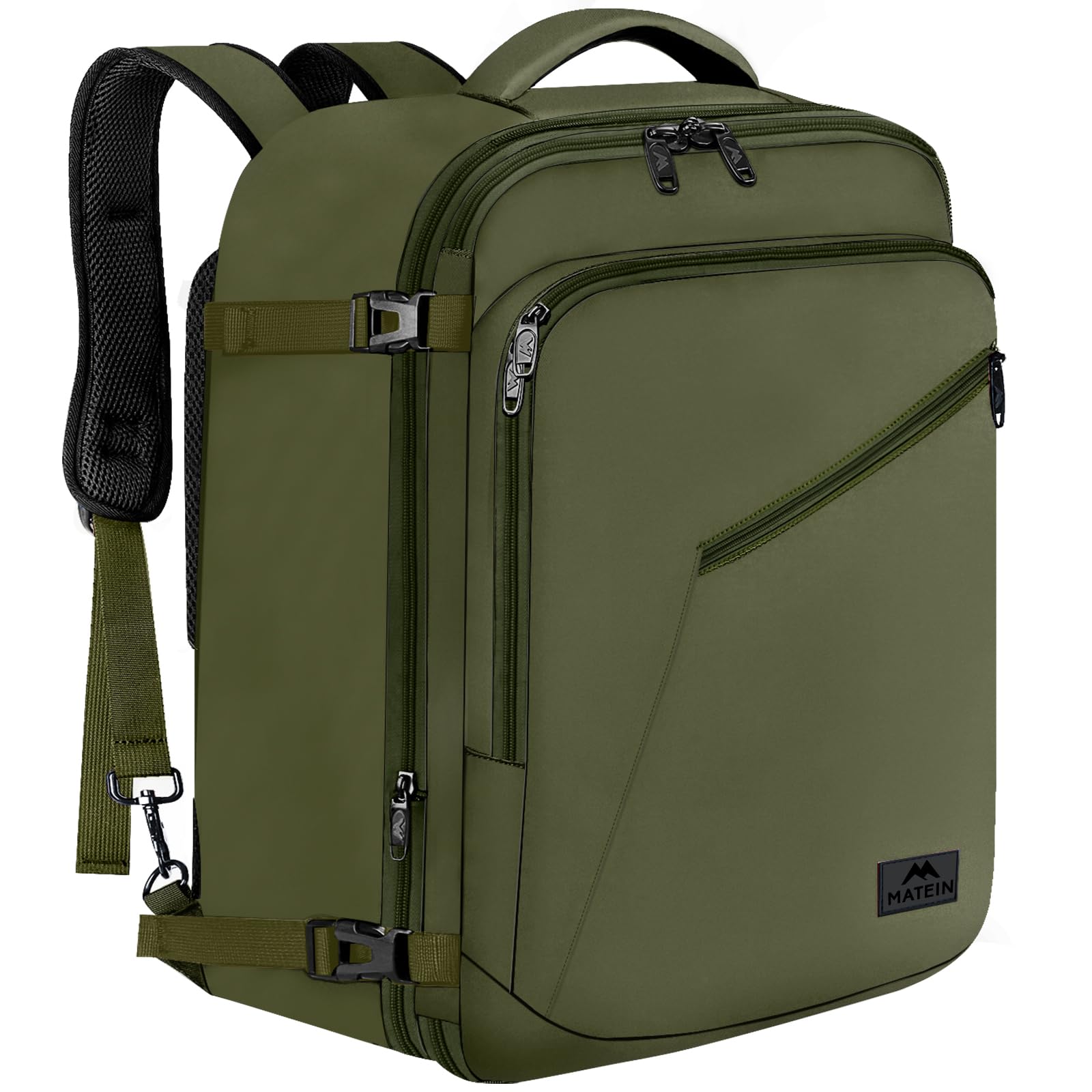 MATEIN Mens Backpack for Travel, Extra Large Expandable Carry on Backpack with Hideaway Shoulder Straps for Travelling, Water Resistant Heavy Duty Daypack, Gifts for Men Women, Dark Green