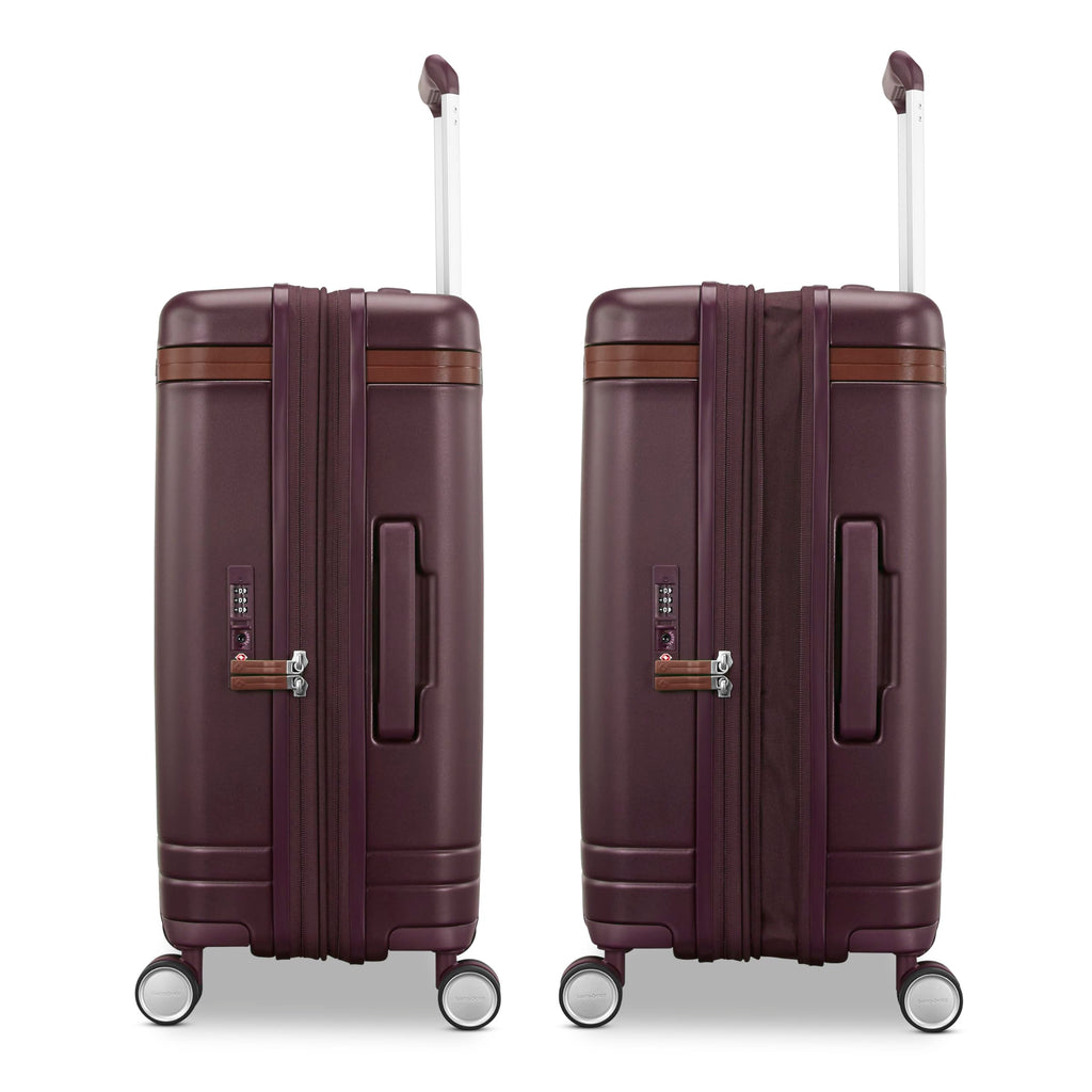 Virtuosa Hardside 21 Inch Carry On Luggage - Airline Approved with 360° Spinner Wheels, RightHeight™ Adjustable Handle - Zippered WetPak™ - TSA Lock - Expandable Light Polycarbonate Shell - Merlot