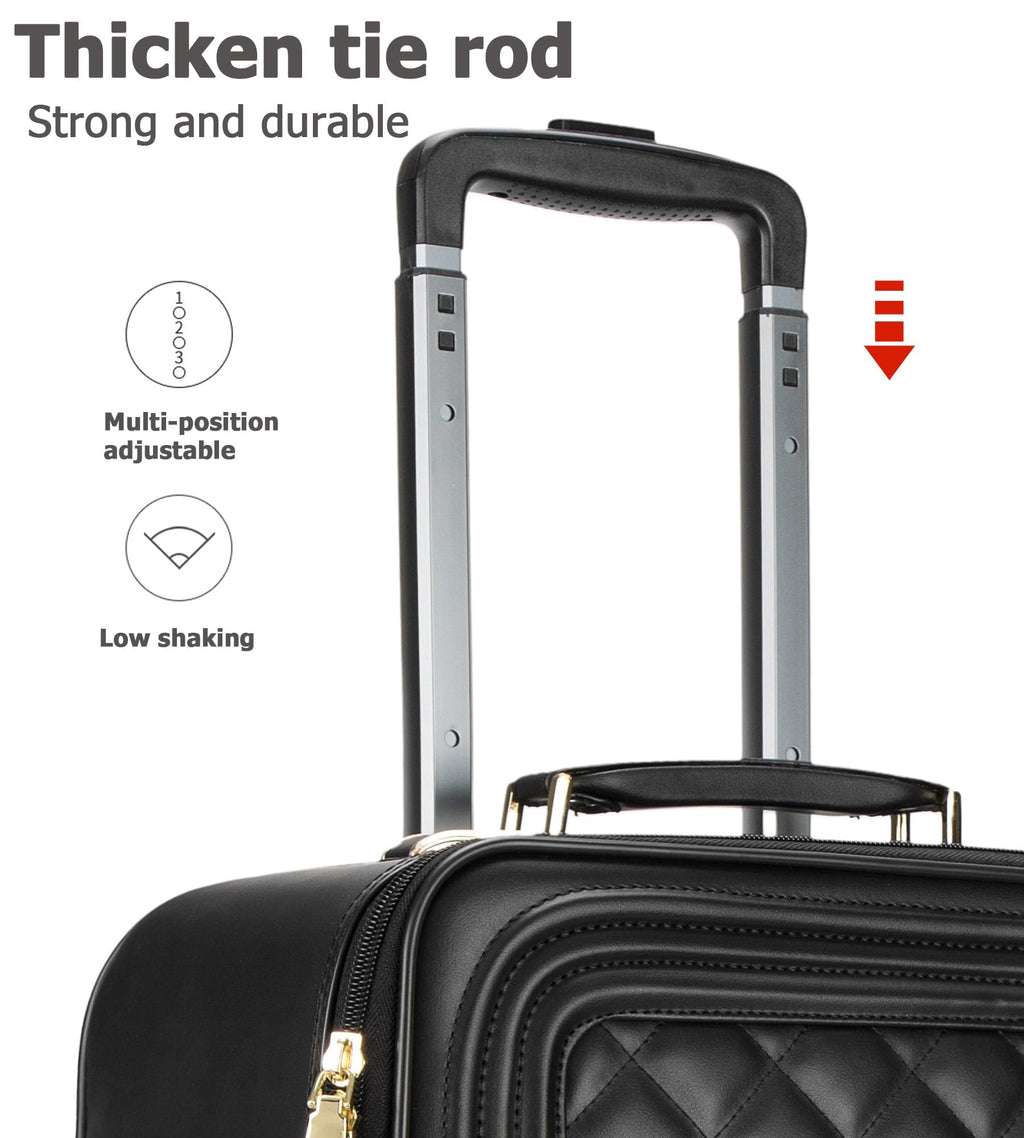 feilario 24in 2 Piece Set Travel Leather Softside Carry On Luggage Double Spinner Wheels Checked Suitcase