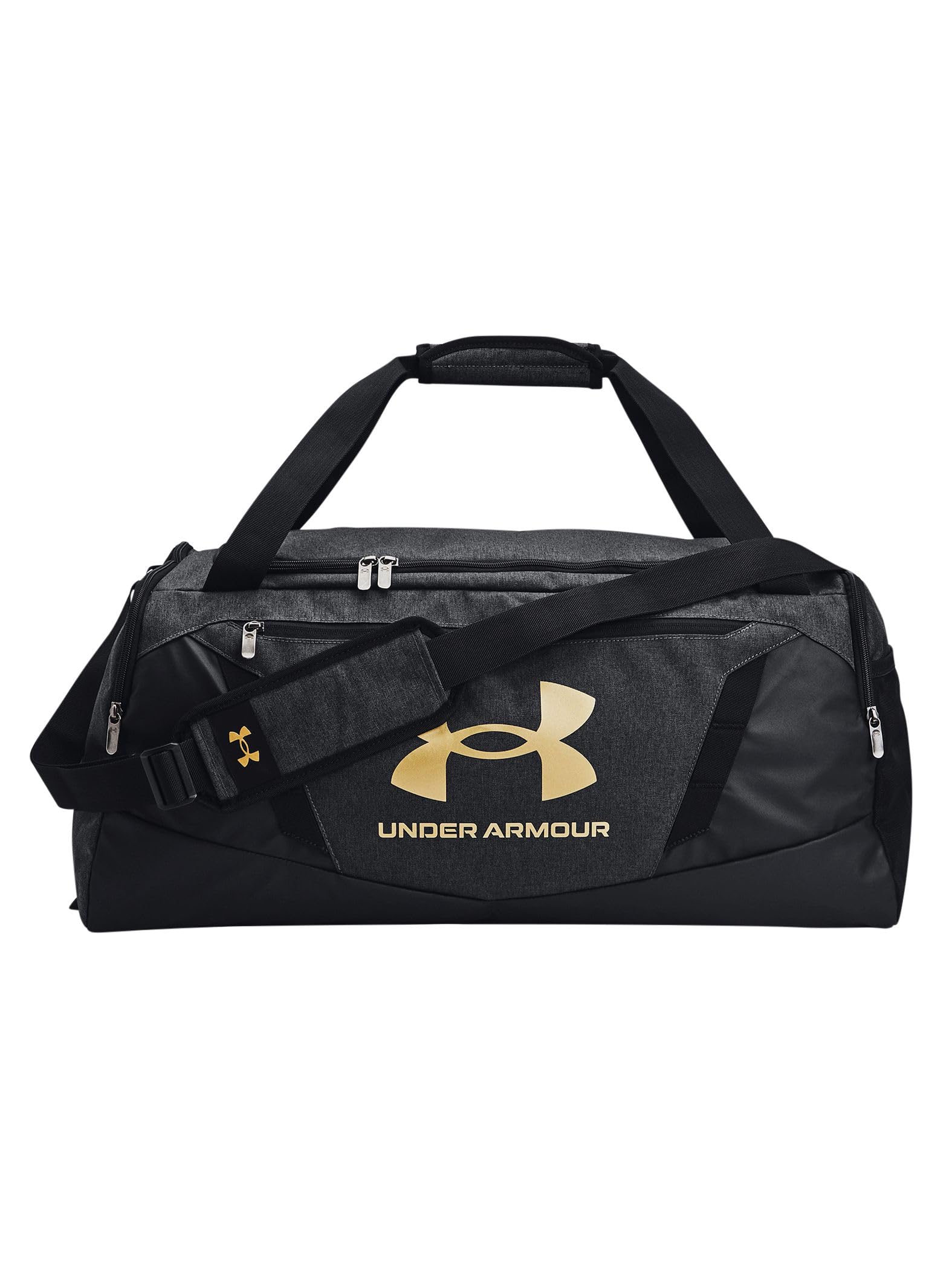 Under Armour Unisex-Adult Undeniable 5.0 Duffle, Black Medium Heather (002)/Metallic Gold, Medium