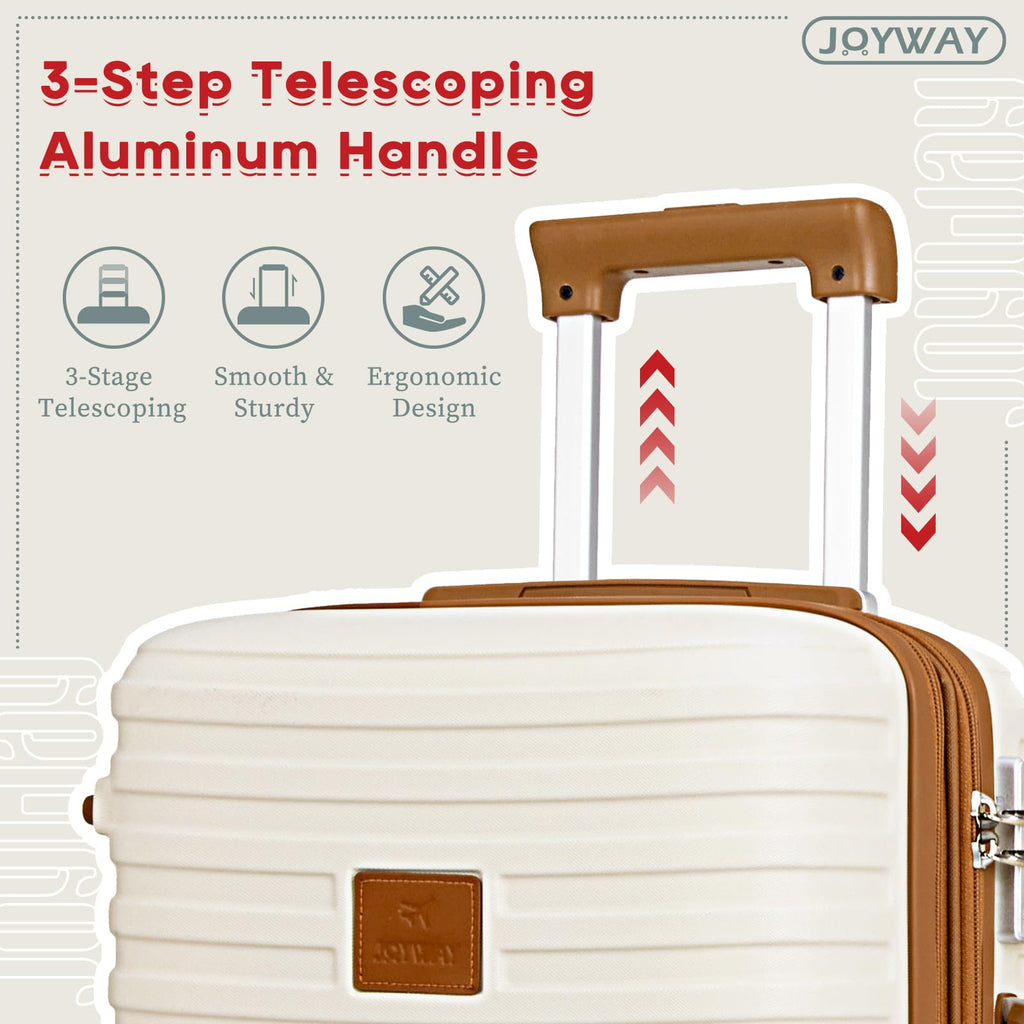 Joyway Expandable Carry on Luggage Sets Airline Approved, Lightweight Hard Shell 20 Inch Carry-on Suitcase with Spinner Wheels, White