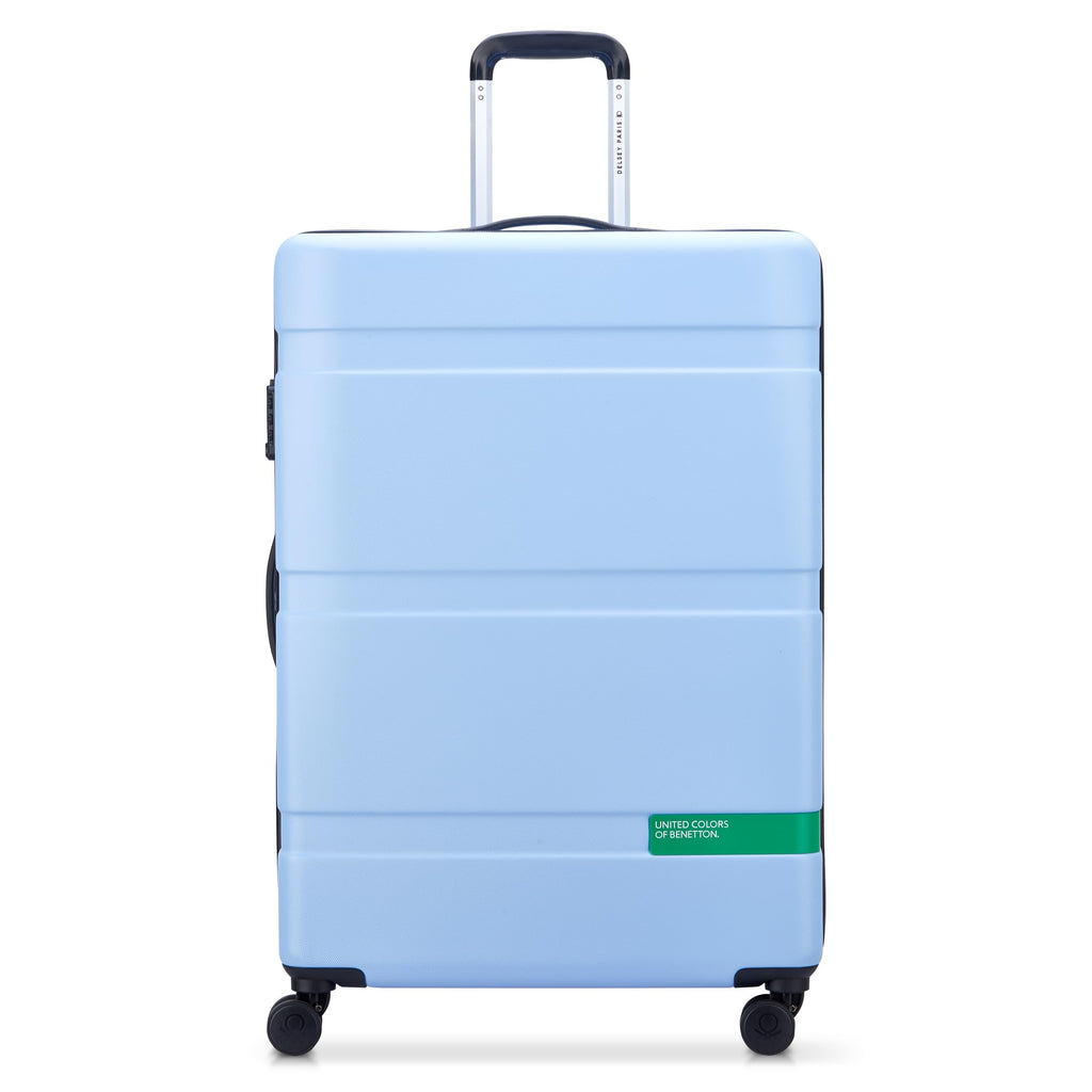 United Colors of Benetton Now! Hardside Luggage with Spinner Wheels, Light Blue, Checked-Large 27 Inch