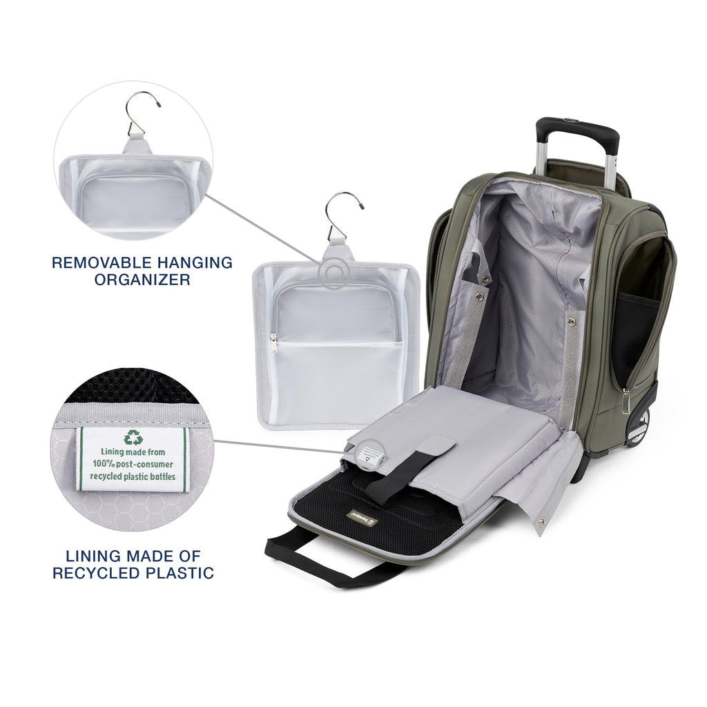 Travelpro Luggage Maxlite 5 Softside Lightweight Rolling Underseat Compact Carry on Upright 2 Wheel Bag, 15-Inch — Slate Green