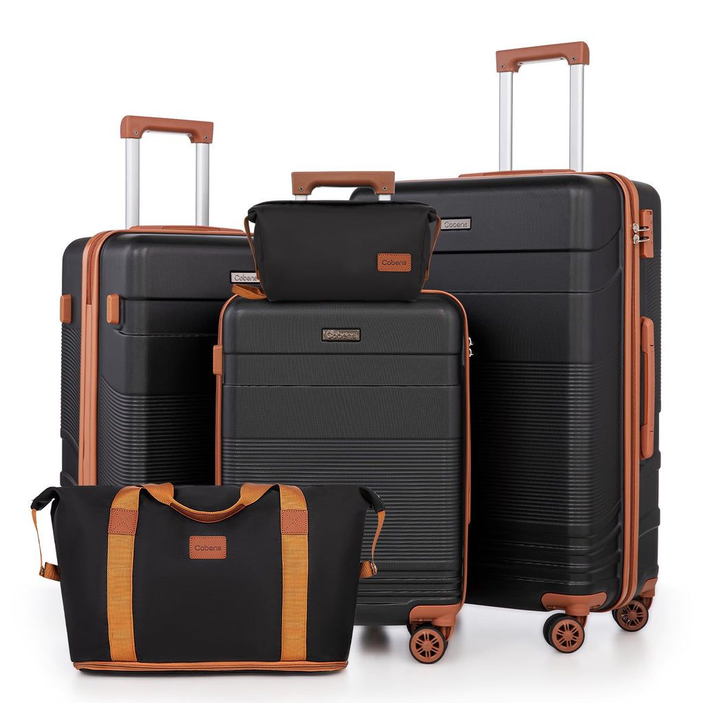 Cobens Luggage Sets 5 Piece with Spinner Wheels, Lightweight Hardshell Suitcases Set with Lock for Men and Women, Carry on Luggage Travel Set with Durable ABS Hard Case