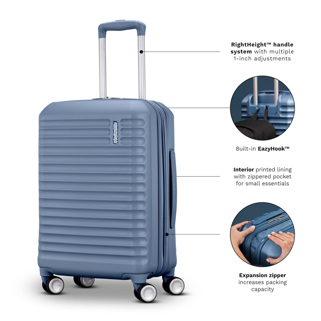 American Tourister Stratum 3.0 Medium 24-Inch Spinner, Airline Approved, Durable Hardside Luggage, Expands 1.5", RightHeight™ Adjustable Handle, Black