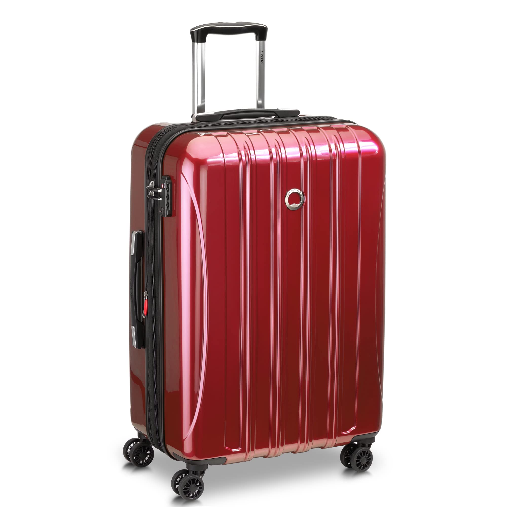 DELSEY PARIS Helium Aero Hardside Expandable Luggage with Spinner Wheels, Brick Red, 3-Piece Set (19/24/28)
