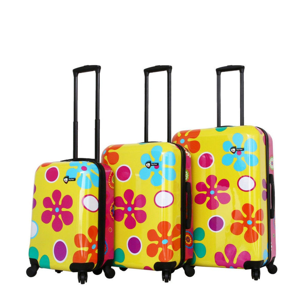 Mia Toro Pop Fiore Hardside Spinner Luggage 3pc Set-yellow Luggage Set, Gallio