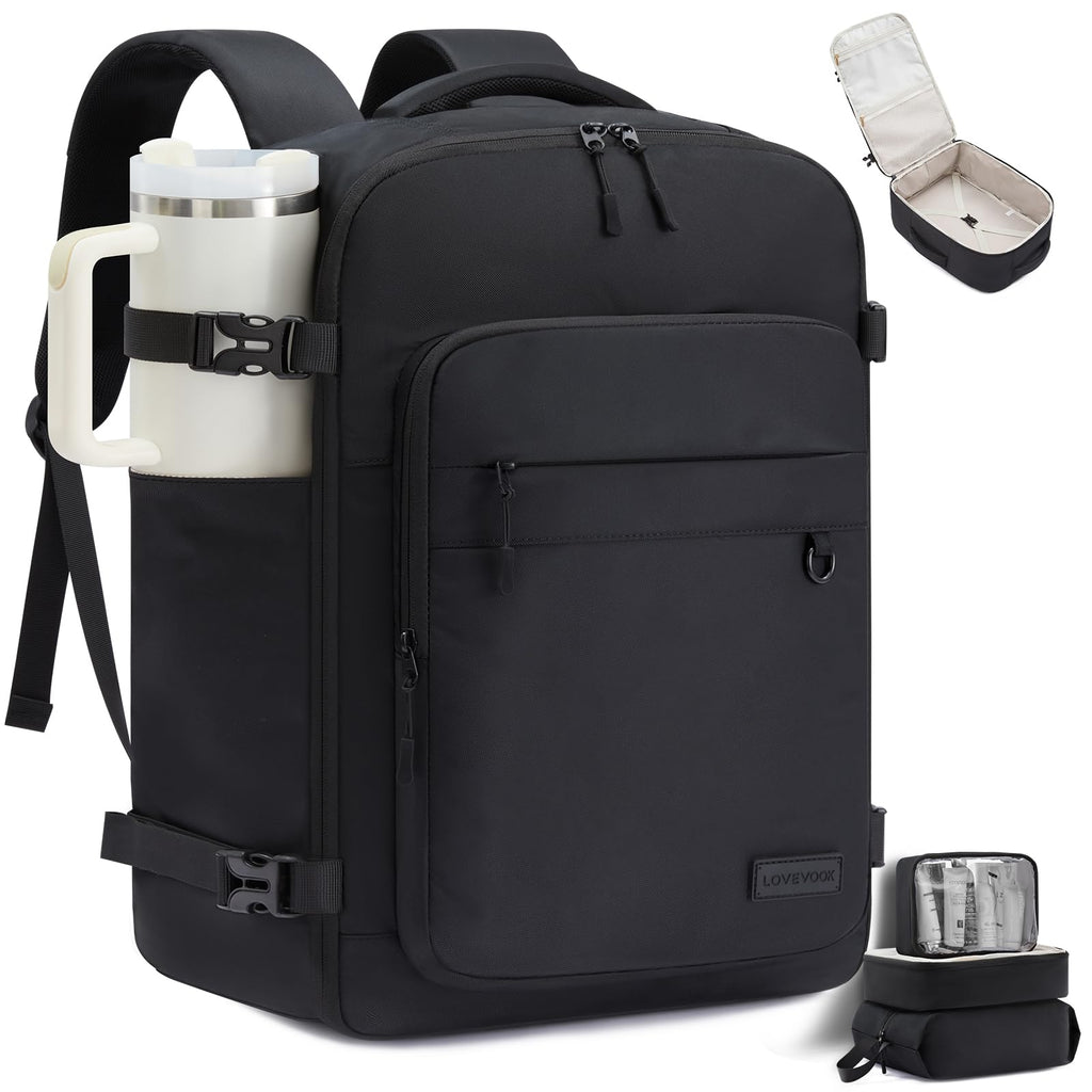 LOVEVOOK 40L Carry on Backpack, Large 17 Inch Travel Backpack for Women Men, Personal Item Bag Airline Approved with 3 Packing Cubes, Hiking Backpack Waterproof Weekender Essentials Casual Daypack