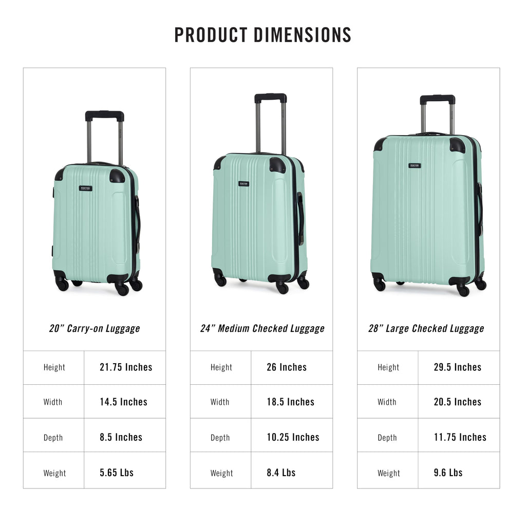 Kenneth Cole REACTION Out of Bounds Lightweight Hardshell 4-Wheel Spinner Luggage, Mint Blue, 28-Inch Carry On